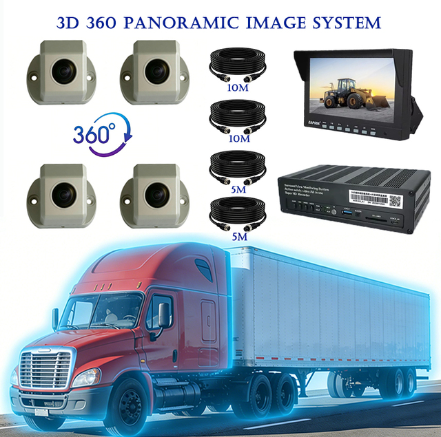 8CH AI 3D 360 Surround View Pickup Truck Camera System Full 1080P Car BSD Monitor Blind Spot Vehicle  ADAS DSM for Bus Dashcam