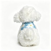 Peluche réaliste Bichon, jouet en peluche doux, rembourré en coton PP, avec écharpe à imprimé floral, différentes tailles, cadeau douillet pour enfants
