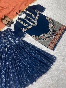 Alia Cut Beautiful Women 3 Piece Designer Shrarara Suit Set Hermosas mujeres impresas Kurti con Sharara & Dupatta para mujeres - Product Image 2