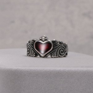 Heart Shaped <b>Titanium</b> Steel <b>Ring</b> With Resin Inlay Bezel Setting Unisex Fashion Jewelry Gift SA367 - Product Image 1