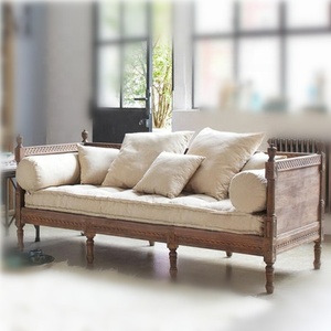 Trang Trại Nhà Cổ Khách Sạn Biệt Thự Đồ Nội Thất Màu Xám Rắn Gỗ Sồi Gỗ 3 Ghế <span class=keywords><strong>Sofa</strong></span> Ghế Phòng Khách - Product Image 6