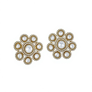 Luxury Fashion Earing White Stone Floral Cluster <b>Earrings</b> Premium Party Wear Women Jewelry - Product Image 1