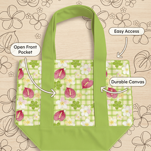 Sac fourre-tout Aloha fait main à Hawaï, idéal pour les journées à la plage, imprimé personnalisé Anthurium Palaka, sac fourre-tout <span class=keywords><strong>en</strong></span> toile, suffisamment spacieux pour emporter n'importe où - Product Image 5