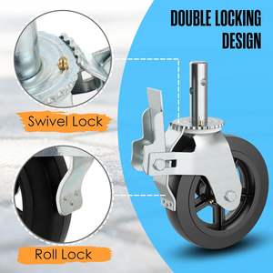 भारी शुल्क 8 "लोहे के कोर डफफोल्डिंग कैस्टर पहियों 360 डिग्री के साथ ° रोटेशन - Product Image 4