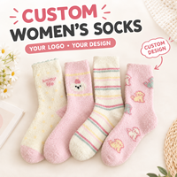 Chaussettes d'hiver douillettes pour femmes, mignonnes, épaisses, mi-mollet, en polaire, type pantoufle, thermiques, confortables pour la maison, personnalisables, OEM, vente en gros