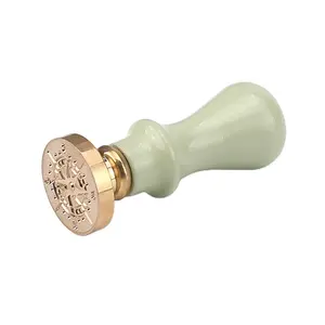 Carimbo de selo para cera, selo em branco claro com punho de madeira para selar cera de bronze ou selo personalizado