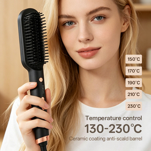 Peigne chauffant <span class=keywords><strong>pour</strong></span> <span class=keywords><strong>cheveux</strong></span> en céramique PTC à tension universelle, chauffage rapide, température réglable, <span class=keywords><strong>brosse</strong></span> lissante ionique <span class=keywords><strong>pour</strong></span> la maison - Product Image 4