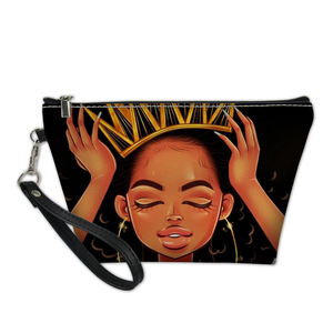 Sacs de <span class=keywords><strong>maquillage</strong></span> personnalisés Filles <span class=keywords><strong>Afro</strong></span> Africaines Imprimer Mignon Cosmétique Sac Beauté Voyage Organisateur Trousse de <span class=keywords><strong>Maquillage</strong></span> Valise Femmes Trousse de Toilette - Product Image 1