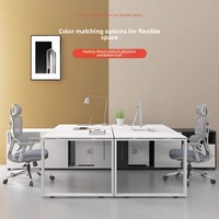 Bureau de direction en L, grand bureau de manager, style moderne et simple, blanc avec armoire latérale, ensemble bureau et chaise personnalisable
