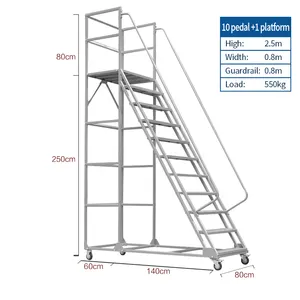 Afneembare Mobiele Trapladder Gedempt Klimplatform Voor Magazijn Supermarkt Gebruik