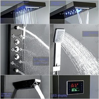 Ensemble de robinets de douche à lumière LED pour salle de bain Système de panneau de douche à effet de pluie à LED Jet Spray Baignoire Mélangeur d'eau SPA Écran de température