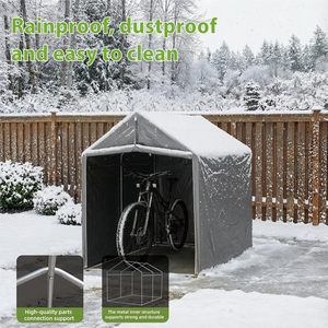 Abri à vélo écologique d'extérieur 6x4 pieds 1,8x1,2 mètres, cadre <span class=keywords><strong>en</strong></span> acier, <span class=keywords><strong>PVC</strong></span> imperméable, coupe-vent, protection UV, rangement portable - Product Image 6