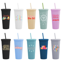 Gobelet à boisson en plastique de couleur pastel mat à double paroi, sans BPA, réutilisable, écologique, avec logo personnalisé FOCUS, faible MOQ, 22 oz, compatible avec les aliments