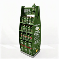 Étagère d'affichage d'huile moteur en métal robuste de qualité commerciale, présentoirs d'huiles et lubrifiants pour stations-service avec logo personnalisé