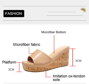 2025 High Quality Waterproof Outdoor Wooden Slope Heel Slippers High Heel Wedge Square Head Breathable Women's <b>Shoes</b> Jelly <b>Shoe</b> - Product Image 3