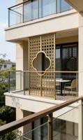 Nouvelle cloison décorative en acier inoxydable creux motif trèfle chinois, écran de séparation doré titane pour entrée de villa, escalier, taille personnalisée