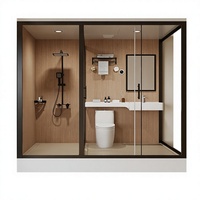 Cabine de douche intégrale haut de gamme, durable et écologique, avec toilettes, séparation sec/humide, en acier, à poser au sol, pour écoles et hôpitaux