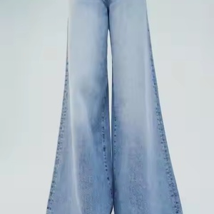 กางเกงยีนส์ทรงหลวมเอวต่ำแบบใหม่สำหรับผู้หญิง OEM ปรับแต่งได้ ทรงตรง ขากว้าง ล้างสี แฟชั่นลำลอง - Product Image 3