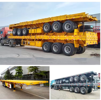 Semi-remorque plateau 3 essieux de 40 pieds, 50 tonnes, fabriquée en Chine, pour conteneurs de 20, 50 et 60 pieds, pour véhicules