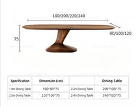 Table à manger asymétrique sculptée sur piétement, en noyer, avec bord biseauté, grande table de conférence en bois massif