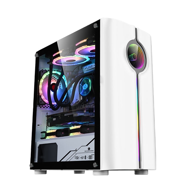 Atx Desktop Computer Gaming Pc Case Met Rgb Verlichting Atx Usb 3.0 Gehard Glas Oem Aluminium Legering Voorraad Met Zijpaneel Raam