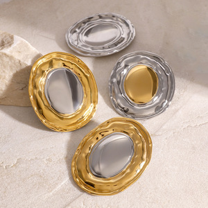 Boucles d'oreilles pendantes géométriques en acier inoxydable, couleur or 18 carats, bijoux tendance pour femmes - Product Image 4