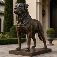 Sculpture de chien Rottweiler en bronze sur mesure pour l'extérieur, statue décorative de luxe pour entrée de villa, patio, pelouse, jardin, propriété