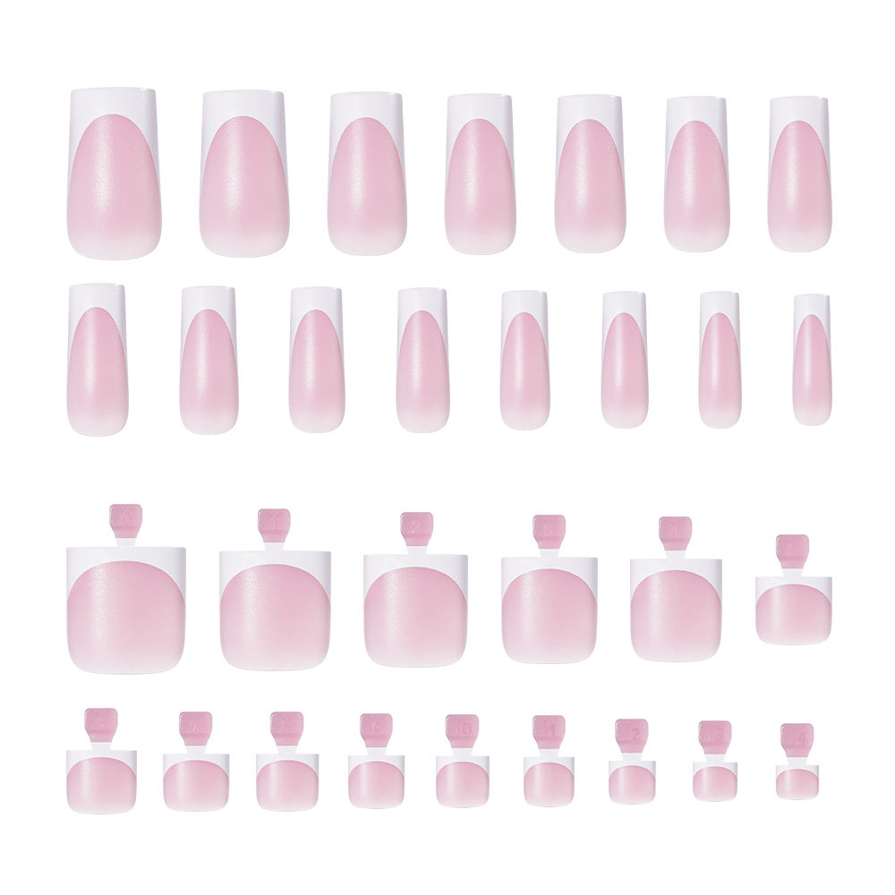 Factory Wholesale False French Toenails Hand Nails Set 60pcs French White Black Tips Square French Soft Press on Acrylic