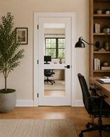 Porte de bureau moderne en verre massif blanc à deux vantaux pour cuisine américaine
