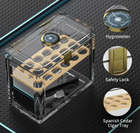 Humidor à cigares moderne pliable en acrylique avec hygromètre et humidificateur, taille et couleur personnalisables
