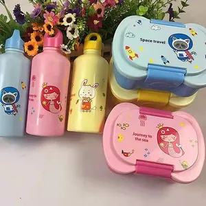 MU Hot Sales Kawaii Bento Lunch Box Water Bottle for Kids Girls Boys Children Storage Boxes Square Small Lunch Box Accessories