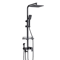 Nouvel arrivage : Ensemble de douche thermostatique en laiton noir mat à 4 fonctions, eau chaude et froide, avec pommeau de douche pluie haute pression
