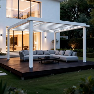 Pérgola Coberta Montada em Alumínio, Gazebo Externo com Teto Elétrico, Perfil de Pérgola com Persiana, Pavilhão de Alumínio para Jardim - Product Image 5