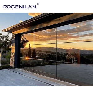 <span class=keywords><strong>Porte</strong></span> da Garage Scorrevoli Pieghevoli Rogenilan Nere Antivento Senza Telaio in Vetro a Specchio per Case - Product Image 6