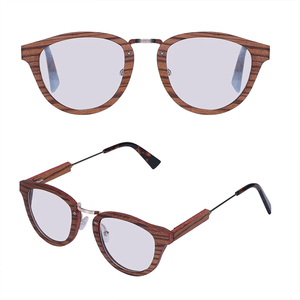 Gafas de Madera de Zebra de Moda 2024, Lentes Marrones Personalizadas con Bloqueo de Luz, Montura Redonda, Ecológicas - Product Image 3