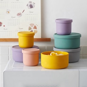 Hochwertige auslaufsichere runde Lebensmittel-Klasse-Silikon-Snack-Blumenträger für Lebensmittel Bento-Lunchbox aus Silikon mit Deckel - Product Image 4