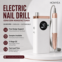 HOWYEA Professioneller Kabelloser Nagelfräser 30000RPM Bürstenloser Motor Wiederaufladbarer Elektrischer Maniküre-Pediküre-Feiler Salon-Set
