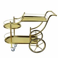 Chariot de service de luxe en métal doré et argenté, chariot à vin personnalisable pour hôtel, restaurant, mariage, fête