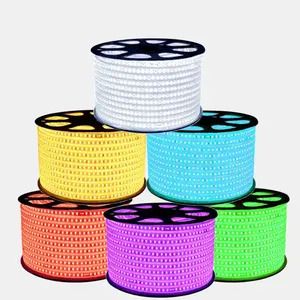 220V IP65 PVC Bìa SMD 5050 220V RGB LED Strip 60 72 120 LED Strip ánh sáng không thấm nước linh hoạt LED dải ánh sáng