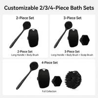 Ensemble de brosses de bain massantes à long manche en silicone souple de qualité alimentaire, personnalisables avec logo, pour un nettoyage corporel en profondeur