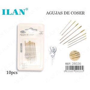Aghi da cucito Ilan 10 pezzi placcati in oro per cucito a mano - Product Image 1