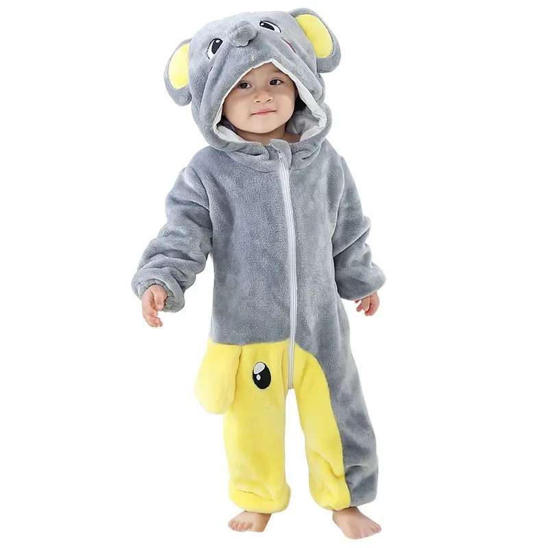 Romper anak perempuan bayi onesie gajah lucu musim dingin balita anime melindungi bayi zip up piyama satu potong untuk bayi perempuan