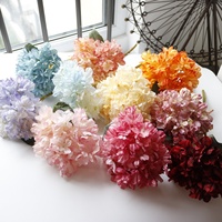 Fleur artificielle d'hortensia en soie haut de gamme, effet vieilli et bords brûlés, couleur peinture à l'huile corail, pour décoration intérieure et mariage