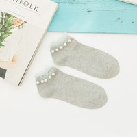 5 paires de chaussettes brillantes en coton dentelle pour femmes, chaussettes de couleur unie avec perles, à la mode, de couleur unie, pour dames