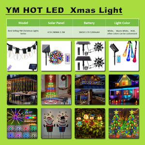 Navidad impermeable al aire libre Solar Powered 180/350 LED Star String Lights 8 modos remoto con clasificación IP65 para luces de árbol - Product Image 4