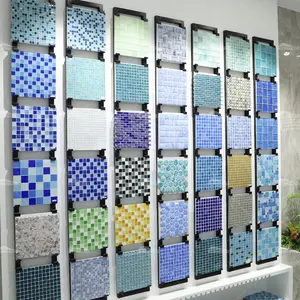 Bluwhale Tile 1 Stop Supplier Sauna Swimming Pool Stained Glass Mosaic Tile Hot Melt Rainbow Iridescent Crystal Glass Mosaic