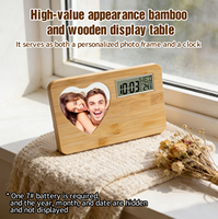 Cadre photo DIY Xingyan avec affichage de l'heure, en bambou écologique, sublimation aluminium, pour couple ou souvenir parent-enfant