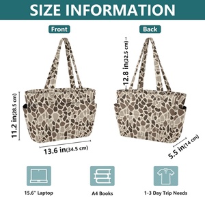 Nouveautés : Sac à bandoulière matelassé en polyester avec imprimé girafe et logo personnalisé, sac à main pour femme avec poches latérales - Product Image 4