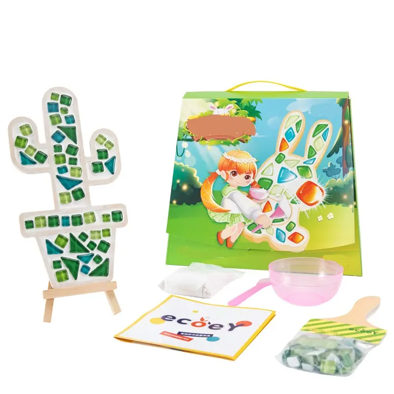 children's mosaic craft kit mixed colors shapes shine crystal series diy mosaic tiles kit
