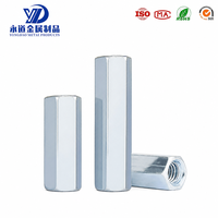 Écrou de raccordement hexagonal en acier au carbone zingué M5 M6 M8 M10 M12 M14, colonne de connexion ronde, tige filetée, vis, entretoise, fixateur